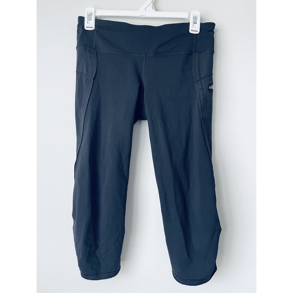 Lululemon Leggings Size 6 Black Side & Waist Pockets Yoga Pants Back Zip Pocket - Picture 2 of 6